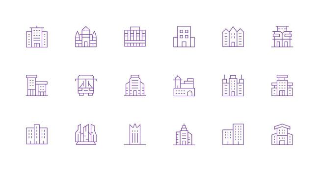 Minimal Line Icons from Downtown Set with 18 Vectors Essential Icons for Rapid UI Building