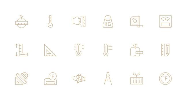 Scale Visual Pack containing 18 Minimal Line Icons Style Icon Set vector