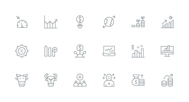 Increase Set with 18 Minimal Line Icons Essential Icon Collection vector