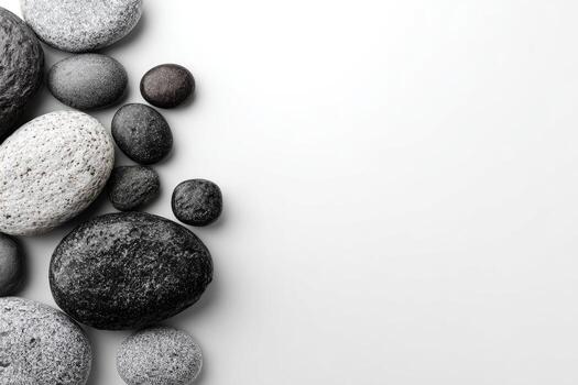 A group of rocks on a white surface photo