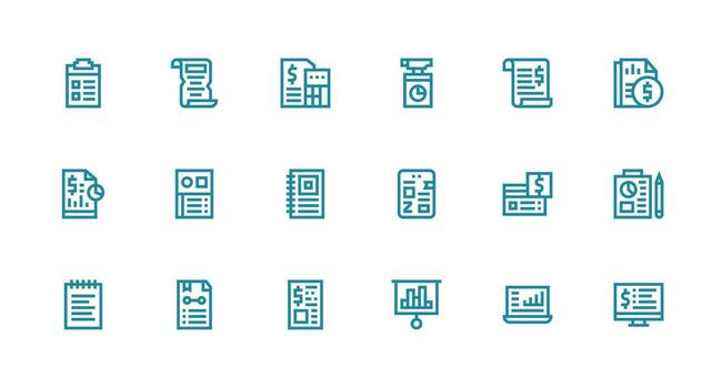 Strong Stroke Line Icons from Summary Set with 18 Vectors Sharp Icons for Presentations