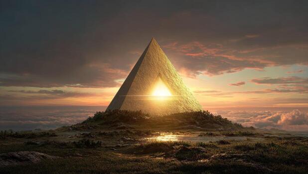 The pyramid of the sun, a 3d rendering of a pyramid photo