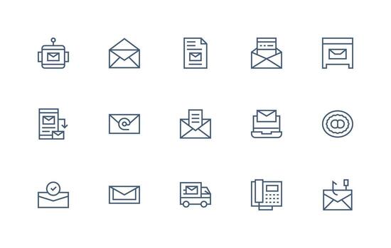 Electronic Mail including 15 Regular Line Illustrations Balanced Icon Set for Functional Design vector