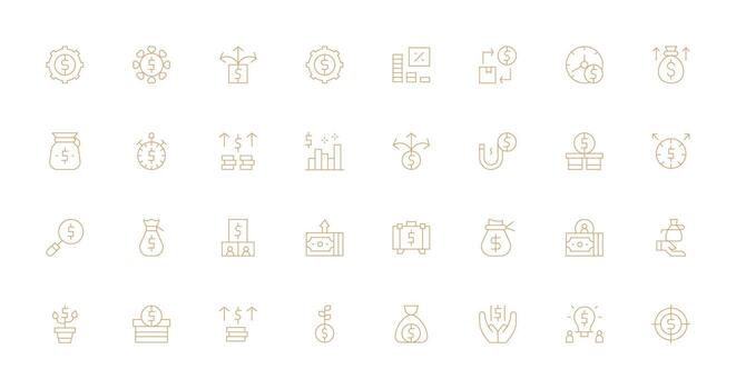 Earnings Set with 32 Thin Line Icons Simplified Icon Pack for Visual Tools vector
