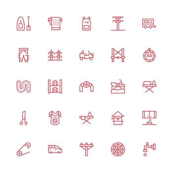 Utility Icon Set with 25 Medium Stroke Outline Graphics Neutral Style Icons for Any Project vector