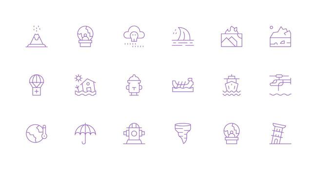18 Minimal Line Designs for Disaster Icons Neatly Designed Icons for Web Platforms vector