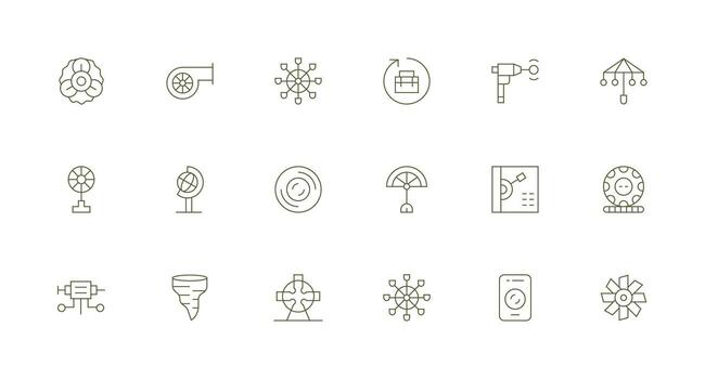 Rotating featuring 18 Icons in Minimal Line Design UI and UX Focused Icon Collection vector