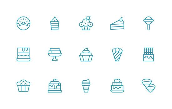 15 Regular Line Vectors for Treat Theme Clean Set for Layout Prototypes