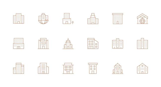 18 Minimal Line Icons for Headquarters Graphics Icon Set for Web vector