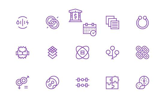 Combined Set with 15 Regular Line Icons Multi-Style Icons for Creative Projects vector