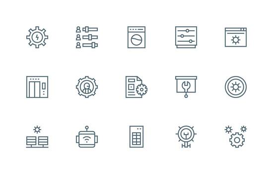 15 Regular Line Icons for Control Panel Graphics All-Purpose Icon Design Pack vector