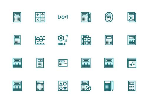 24 Icons for Math in Thick Line Line Format Clean Icon Set Icon Pack for UI Projects vector