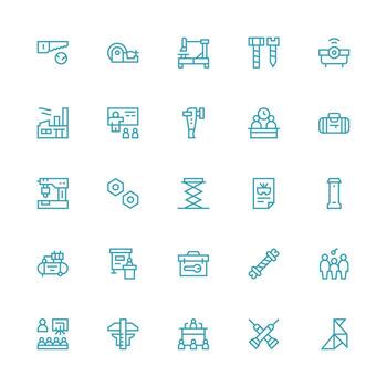 25 Medium Stroke Outline Vectors for Workshop Theme Multi-Purpose Icon Set