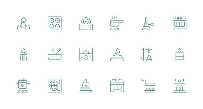 Burner featuring 18 Icons in Minimal Line Design Multi-Purpose Icon Set vector