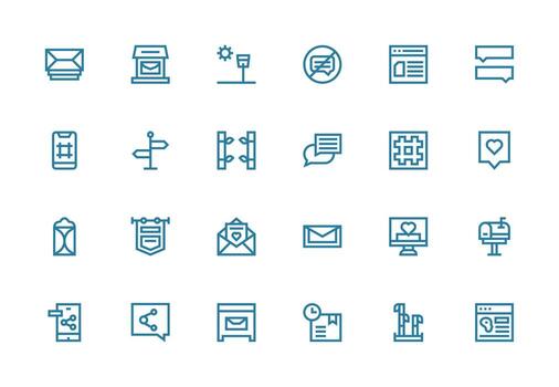 Thick Line Line Icons from Post Set with 24 Vectors Simple Icons for Interface and Wireframes