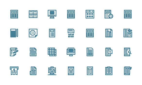 Spreadsheet Set with 28 Bold Line Icons Flexible Icon System for Web Interfaces vector