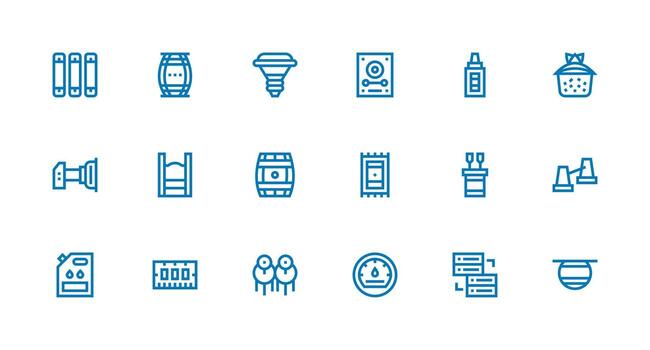 18 Capacity Icons in Strong Stroke Line Aesthetic Scalable Icons for Cross-Platform Interfaces vector