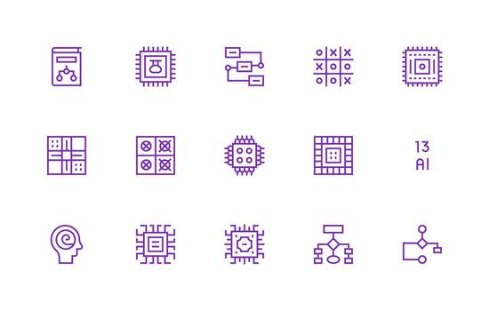 15 Logic Icons in Regular Line Aesthetic Balanced Icon Set for Functional Design vector