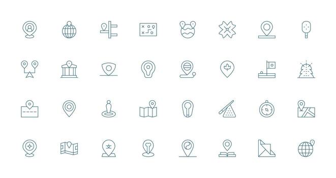 32 Thin Line Icons for Position Graphics Smart Icon Collection vector