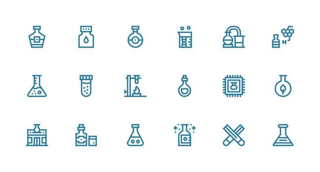 Strong Stroke Line Style Flask Icons with 18 Vectors All-Purpose Icon Design Pack