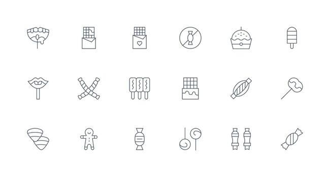 Candy featuring 18 Icons in Minimal Line Design Icon Set for Apps vector