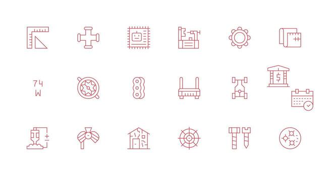 18 Minimal Line Vectors for Engineering Theme Interface Icon Collection