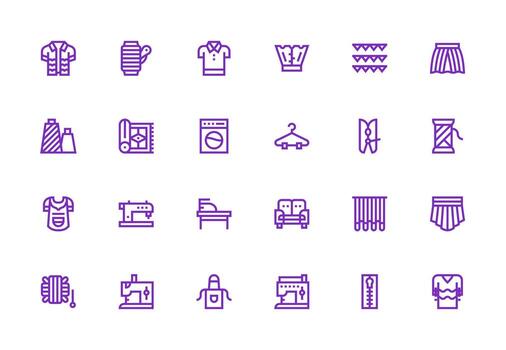 24 grueso línea línea íconos para tela gráficos claro y conciso icono conjunto colección vector