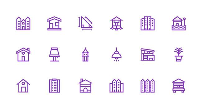 18 Icons for Dwelling in Strong Stroke Line Format User Interface Icons for Digital Products vector