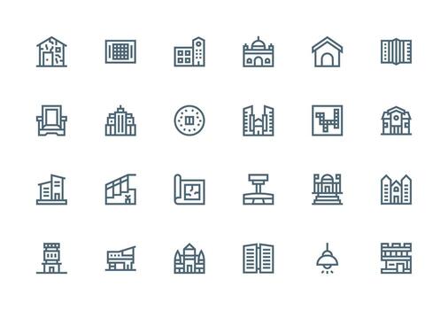 24 Thick Line Line Style Icons from Apartment Collection Quick Access Icons for UI Development vector