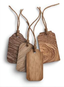 Wooden tags hanging on a string photo