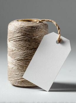 A spool of thread with a tag on it photo