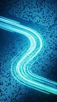 fluido neón líneas con binario datos antecedentes representación video