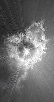Sunburst in the sky with rays of light photo