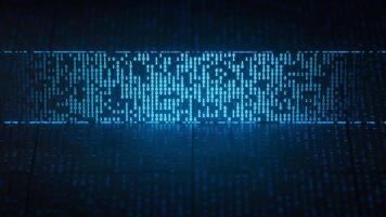 technologie circuits bord met gloeiend binair gegevens, 3d renderen video