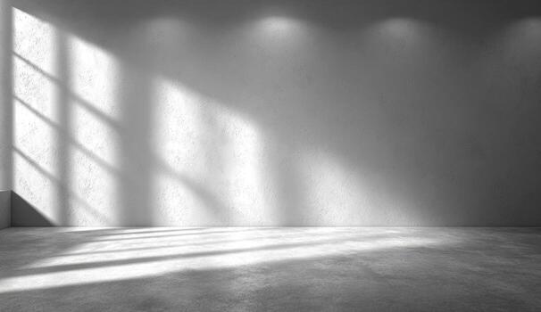 Empty room with concrete floor and windows photo