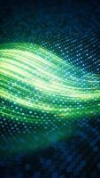 Flowing curve lines with technical board background, 3d rendering video