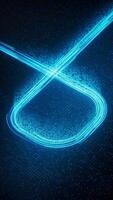 Flowing neon line with binary data backgrounds, 3d rendering. video
