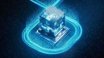 Technology circuit board and core, 3d rendering video