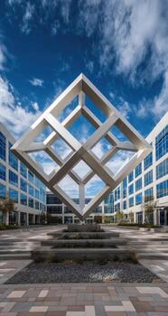 A large building with a large sculpture in front of it photo
