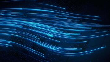 Flowing curves lines with technical board backgrounds, 3d rendering. video