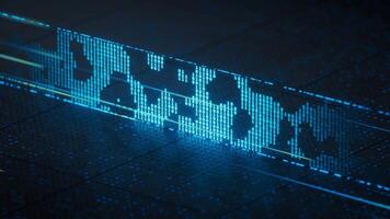 tecnología circuito tablero con brillante binario datos representación. video