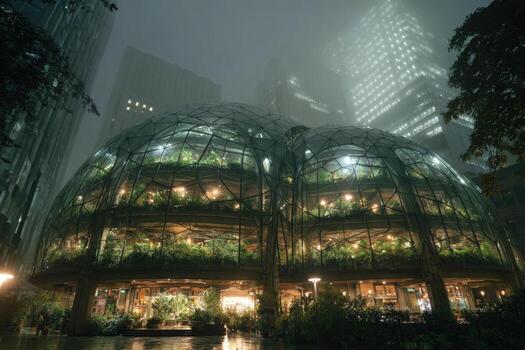 A building with plants growing inside of it photo