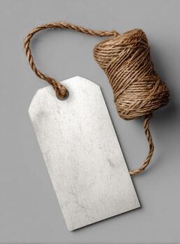 A twine and a blank tag hanging on a string photo