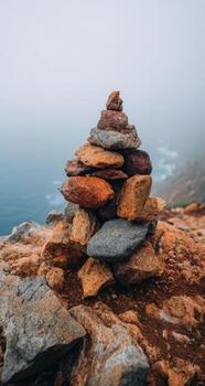 Stack of rocks on the coast of the pacific ocean photo