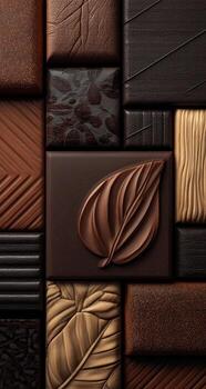 chocolate bar con hojas y hojas en eso foto
