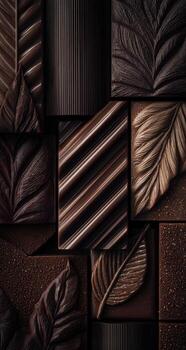 Chocolate bar with leaves and chocolate photo