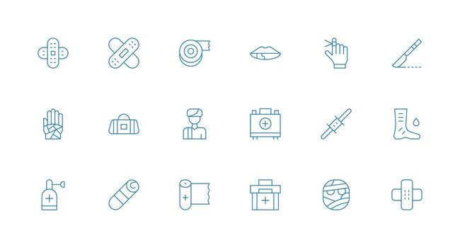 Wound featuring 18 Icons in Minimal Line Design Multi-Style Icons for Creative Projects vector