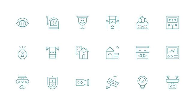 Monitoring System Icon Collection with 18 Minimal Line Designs Customizable Icon Series for Mobile Screens vector
