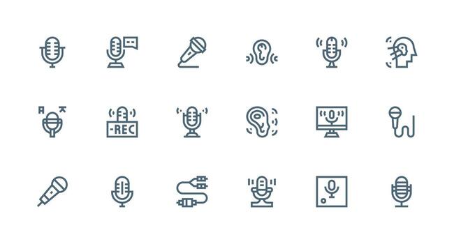 fuerte carrera línea íconos desde audio entrada conjunto con 18 vectores de múltiples fines icono paquete para plantillas