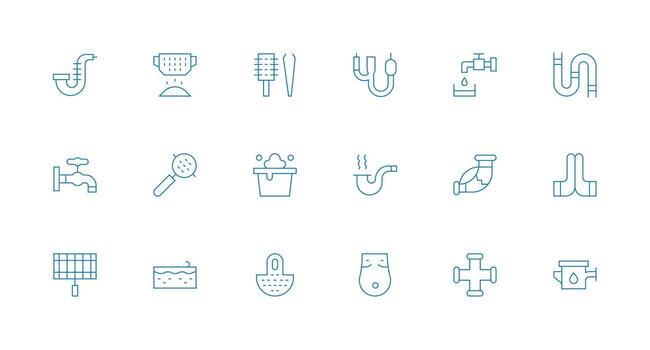 Drain Visual Pack containing 18 Minimal Line Icons Clean Icon Set Icon Pack for UI Projects vector